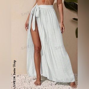 SHEIN white swim coverup skirt